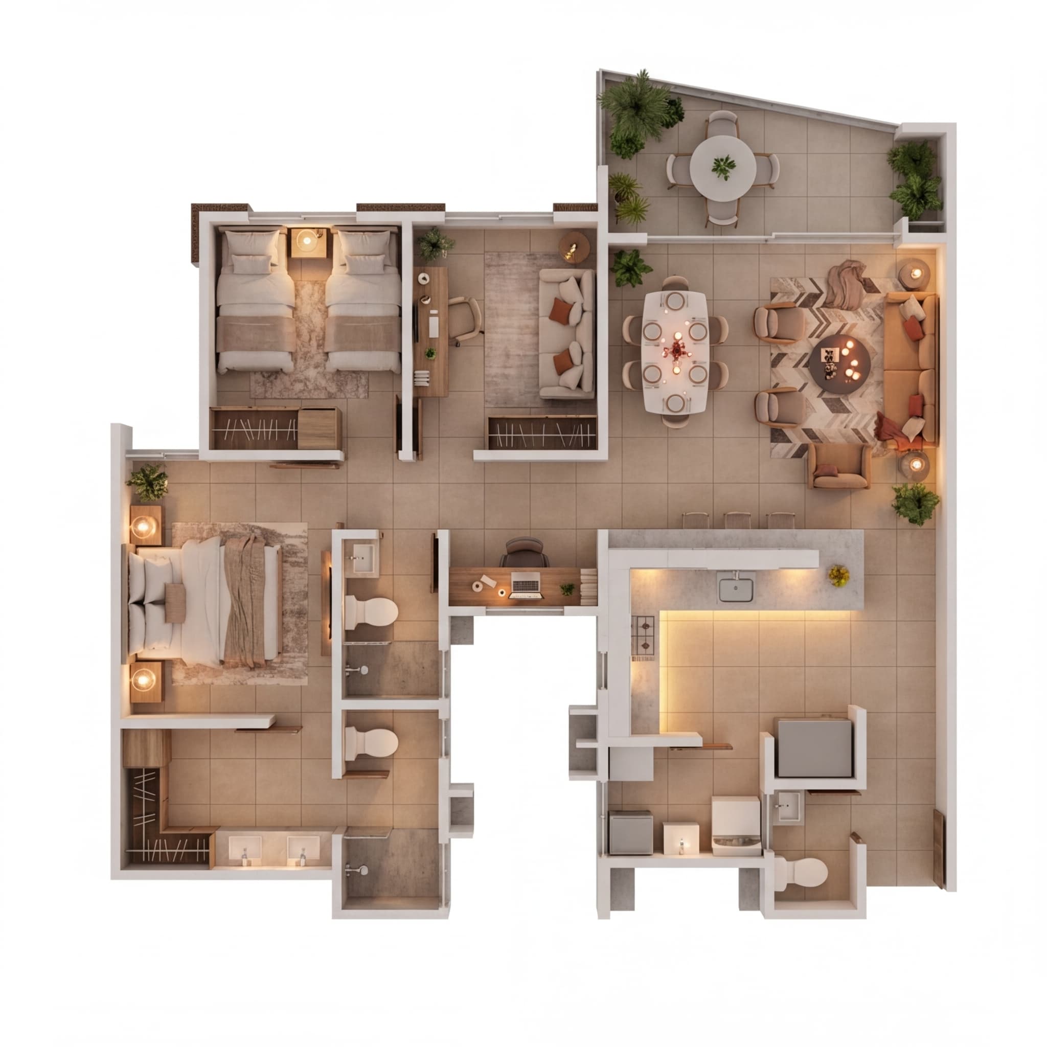 Render 3D fotorrealista